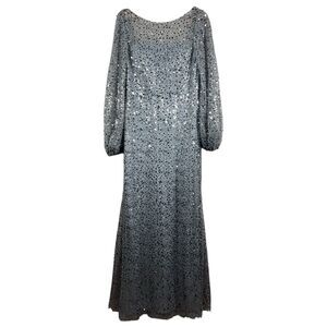 Jade Couture Sequin Gown Dress Silver Size US 6 EU 34 New Years Wedding